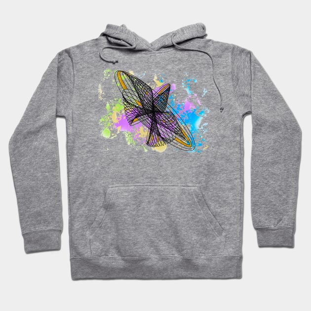 Harmonic Montion Freedom | Abstract Geometric Paint Splash Faux Glitter Hoodie by aRtVerse